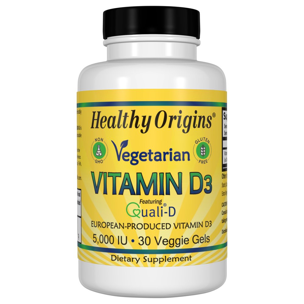 Healthy Origins Vegetarian Vitamin D3 5,000 IU Vegetarian Softgels, 30 Vgels