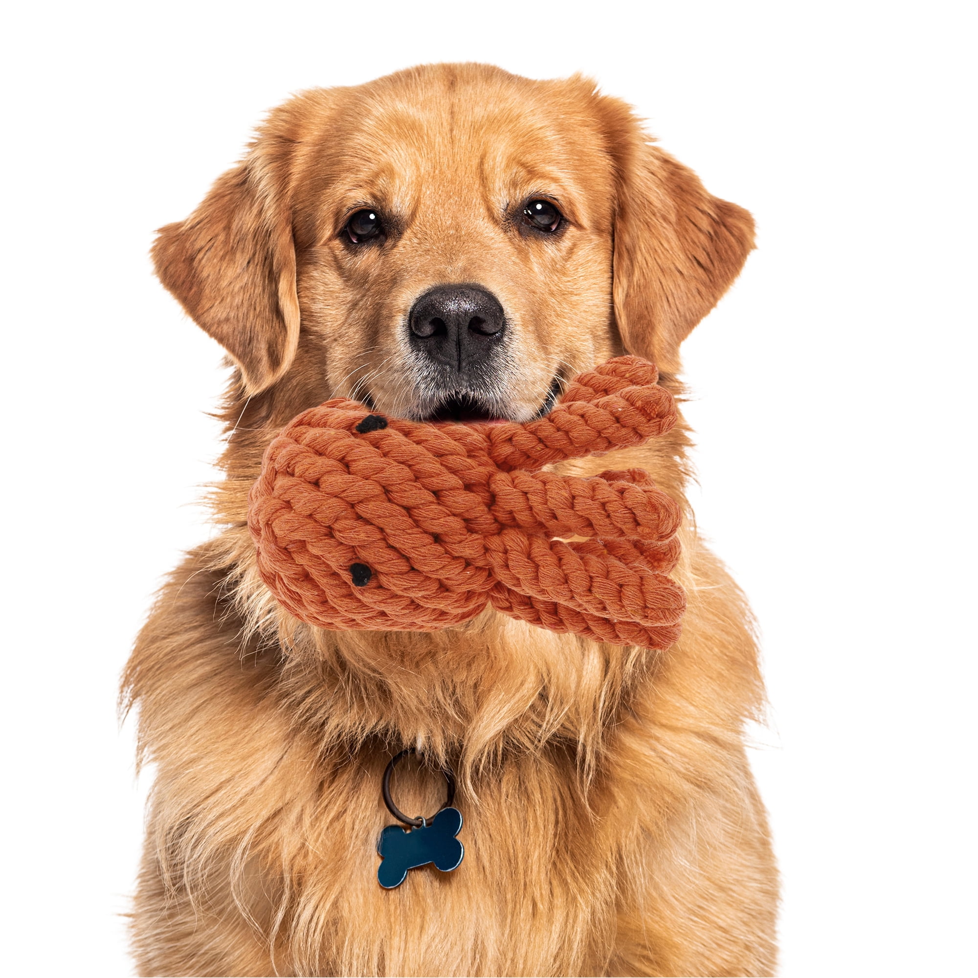 Unique Bargains Durable Cotton Teeth Cleaning Octopus Shape Dog Chew Rope Orange