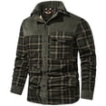 thumbnail image 6 of Miluxas Men's Outdoor Casual Camp Fleece Sherpa Lined Flannel Plaid Shirt Jacket Dark Army, 6 of 8
