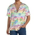 thumbnail image 3 of Gaeub Cute Unicorn Men's Lapel Short Sleeve Shirt, Relaxed Fit Shirt, Soft and Breathable for Outdoors Party Travel - Medium, 3 of 7