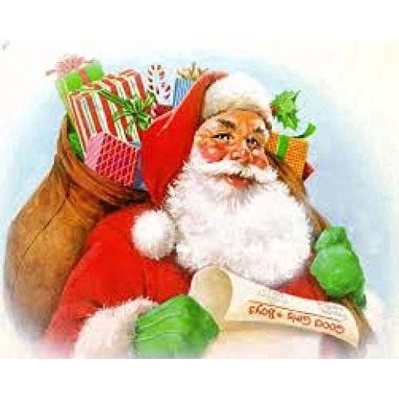 Santa Christmas Emblem Edible Image Icing Cake Topper for Quarter Sheet Cake, by Tnct.