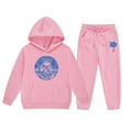 thumbnail image 2 of GBSYEWXS Toddler Child Girls Outfits Sets Hooded Long Sleeve 0 Sweatshirt Pant Cartoon Print Daily Wear Outdoor Clothing Set Pink Size 2-3 Years, 2 of 3