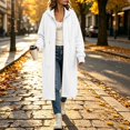 thumbnail image 2 of COMVALUE Womens Long Zip Up Hoodie Jacket Open Front Hoodie Sweatshirt with Pockets Fleece Lightweight Sweaters Oversized Zipper Hooded Cardigan Winter Fall Coats Tunic Sweatshirts (White, XXL), 2 of 9