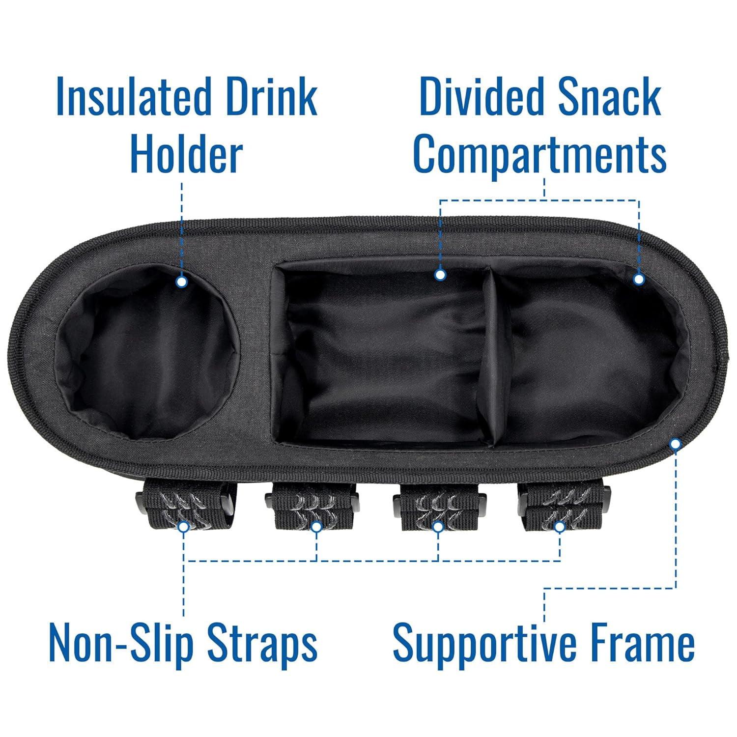 Habitat Universal Insulated Cup Holder Divided Compartment Non-Slip Straps Stroller Snack Tray for Most Strollers