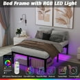 thumbnail image 2 of King Size Bed Frame King Platform Bed Frame with LED Lights 14 Inch Tall King Mattress Base King Platform Bed Frame with Charging Station, 2 of 10
