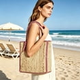 thumbnail image 4 of HOZVOMI Women Jute Handbag Large Capacity Beach Tote Bag Bohemian Style Travel Handbag Casual Outdoor Weekend Getaway Hand Washable Fashion Shoulder Bag, 4 of 6