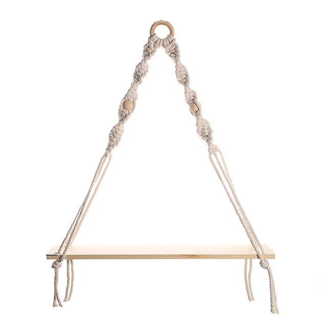 Estante para colgar en la pared con cuerda tejida hecha a mano, para cocina, baño, almacenamiento en el hogar, estante flotante de pared para plantas de interior
