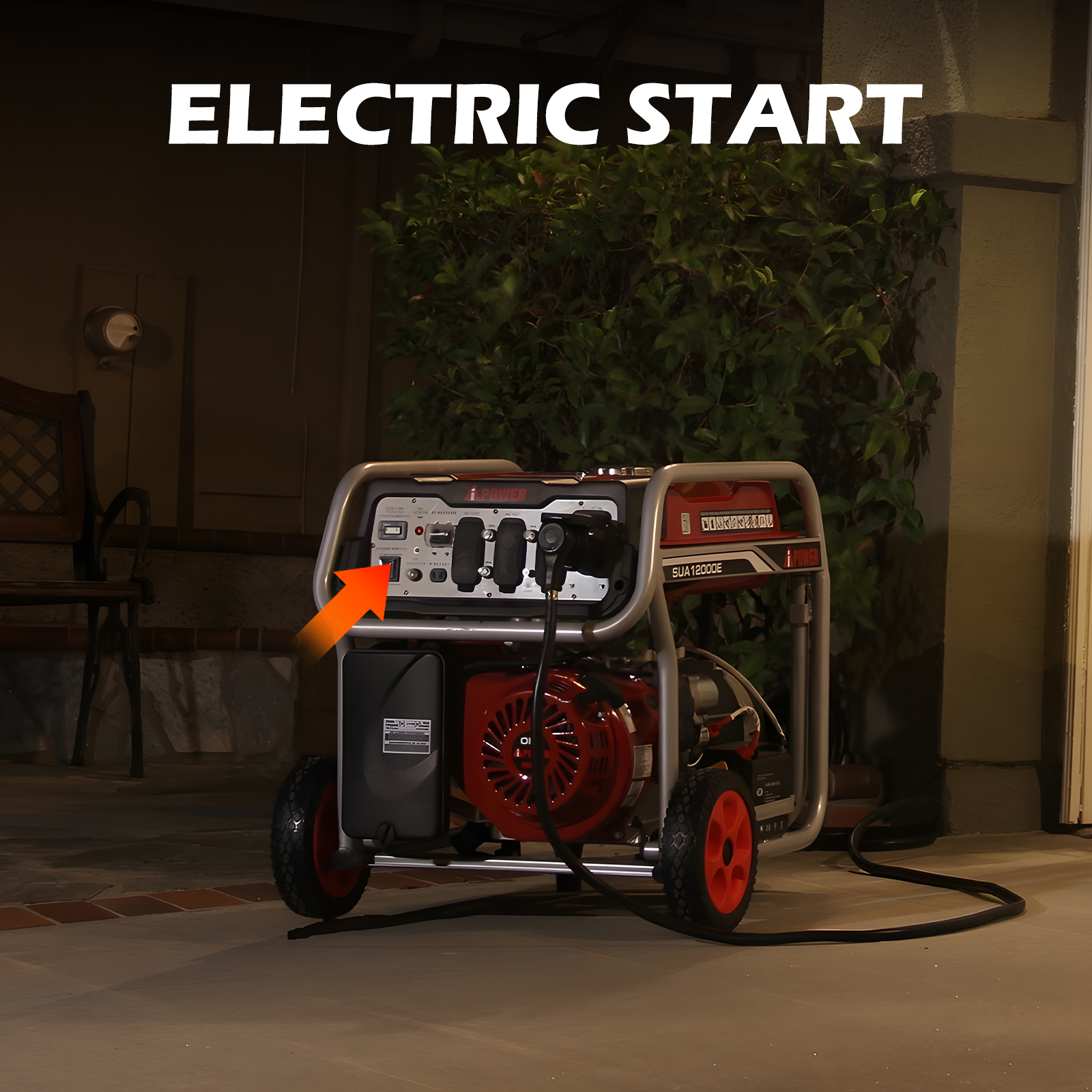 A iPower 12000 Watt Portable Gas Powered Generator w/ Electric Start & Wheel Kit - image 5 of 7