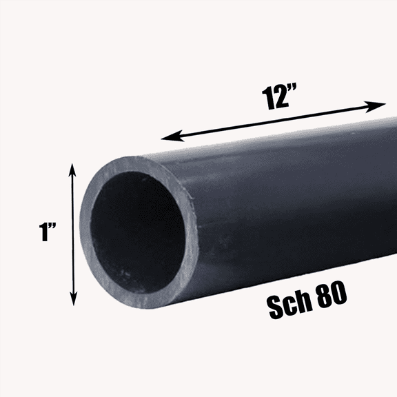 1 Inch Schedule 80 PVC Pipe - Cut to Custom Length (12")
