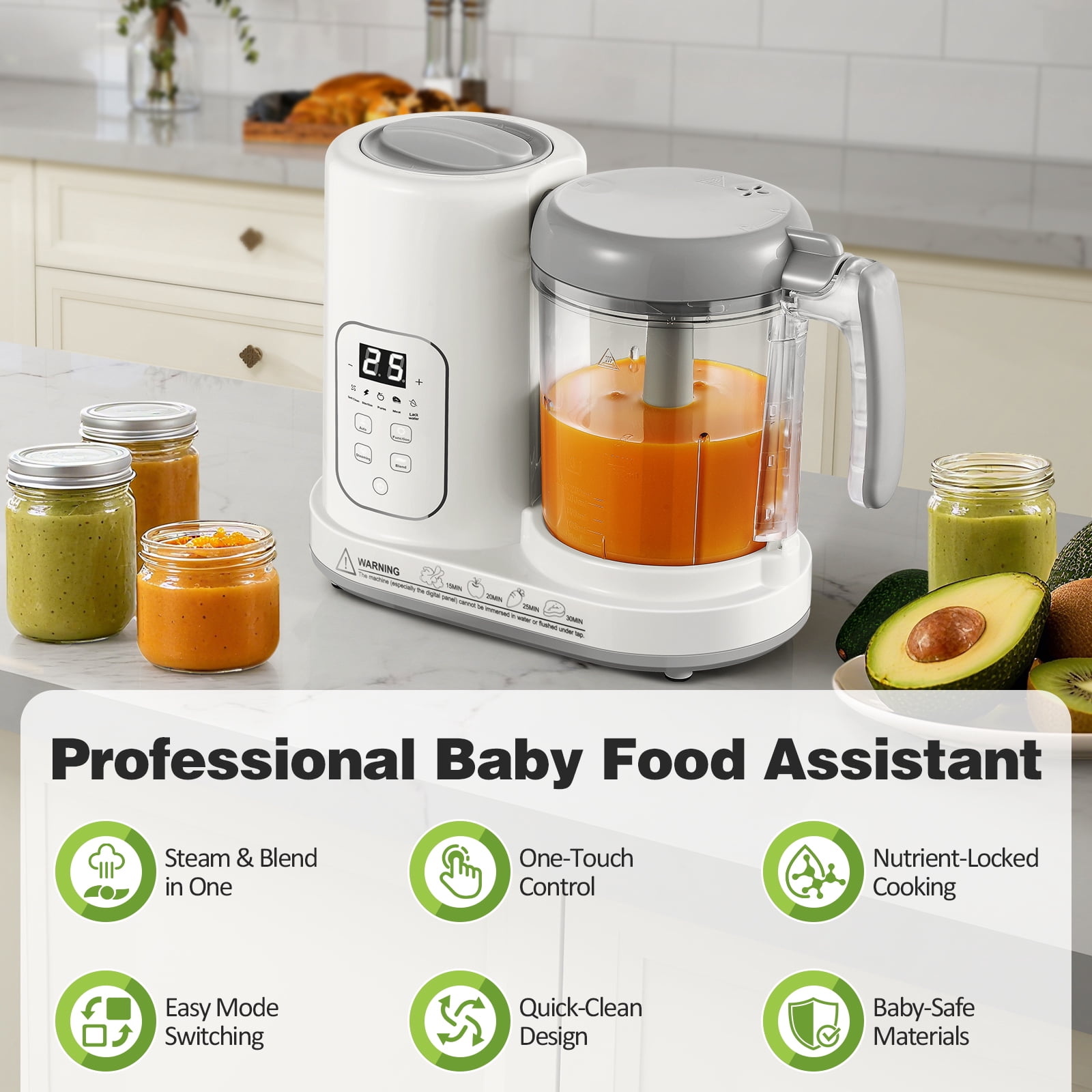 AMZBABYCHEF 4-in-1 Baby Food Maker Steamer Blender, Auto-Clean, BPA-Free, for 4-12 Months