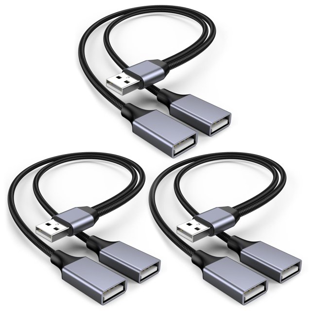 Splitter USB KAYQINHO 1 entrada a 2 salidas USB 2.0, paquete de 3