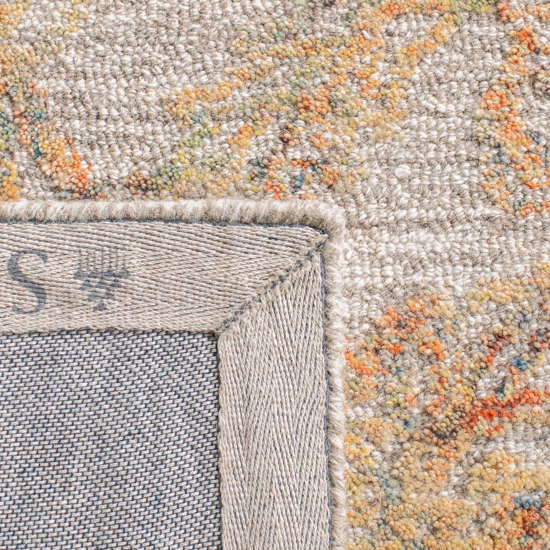 SAFAVIEH Abstract Renae Floral Wool Area Rug, Beige/Gold, 6' x 6' Square
