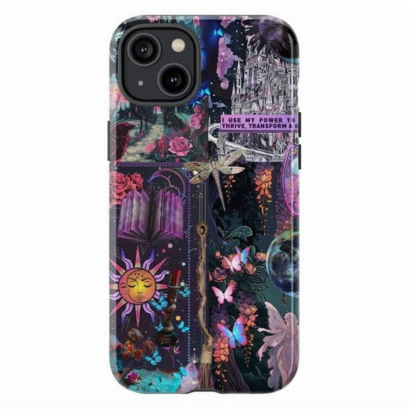 Mystical Magic Phone Case with Sun, Moon, Butterflies & Wand, Empowerment Quote Design for iPhone 16 15 14 13 12 11 Pro Max Plus Mini