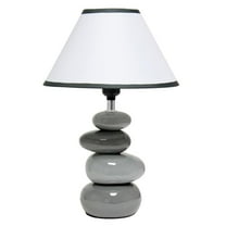 Simple Designs 14.7" Gradient Gray Stacked Ceramic Stone Table Lamp - Gray