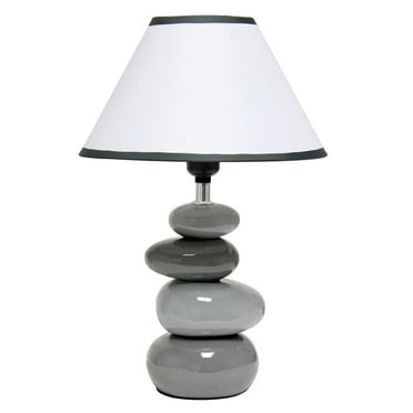 Simple Designs 14.7" Gradient Gray Stacked Ceramic Stone Table Lamp - Gray