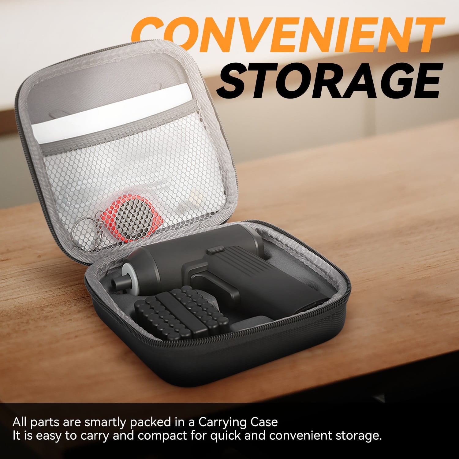 LED Driver Bits Electric Cordless Screwdriver Tool Kits with 32Pcs Driver Bits & Carrying Case Black