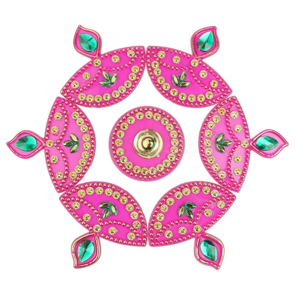 Floor Rangoli Designer Reusable Small Rangoli Acrylic Rangoli Indian Traditional Home Decor Gift for Home Interior Floor Decoration Festival Decorations and Gifting (Size:- 7") (Pink)