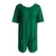 thumbnail image 5 of YFELWZ Womens Plus Size Jumpsuits V Neck Casual Short Sleeve Romper Tee Rompers Athletic Workout Reversible Overalls With Pockets Green M, 5 of 5