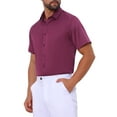 thumbnail image 4 of INSPIRE CHIC Mens Short Sleeve Dress Shirts Stretch Lightweight Business Solid Formal Button Down Shirts S Burgundy, 4 of 6