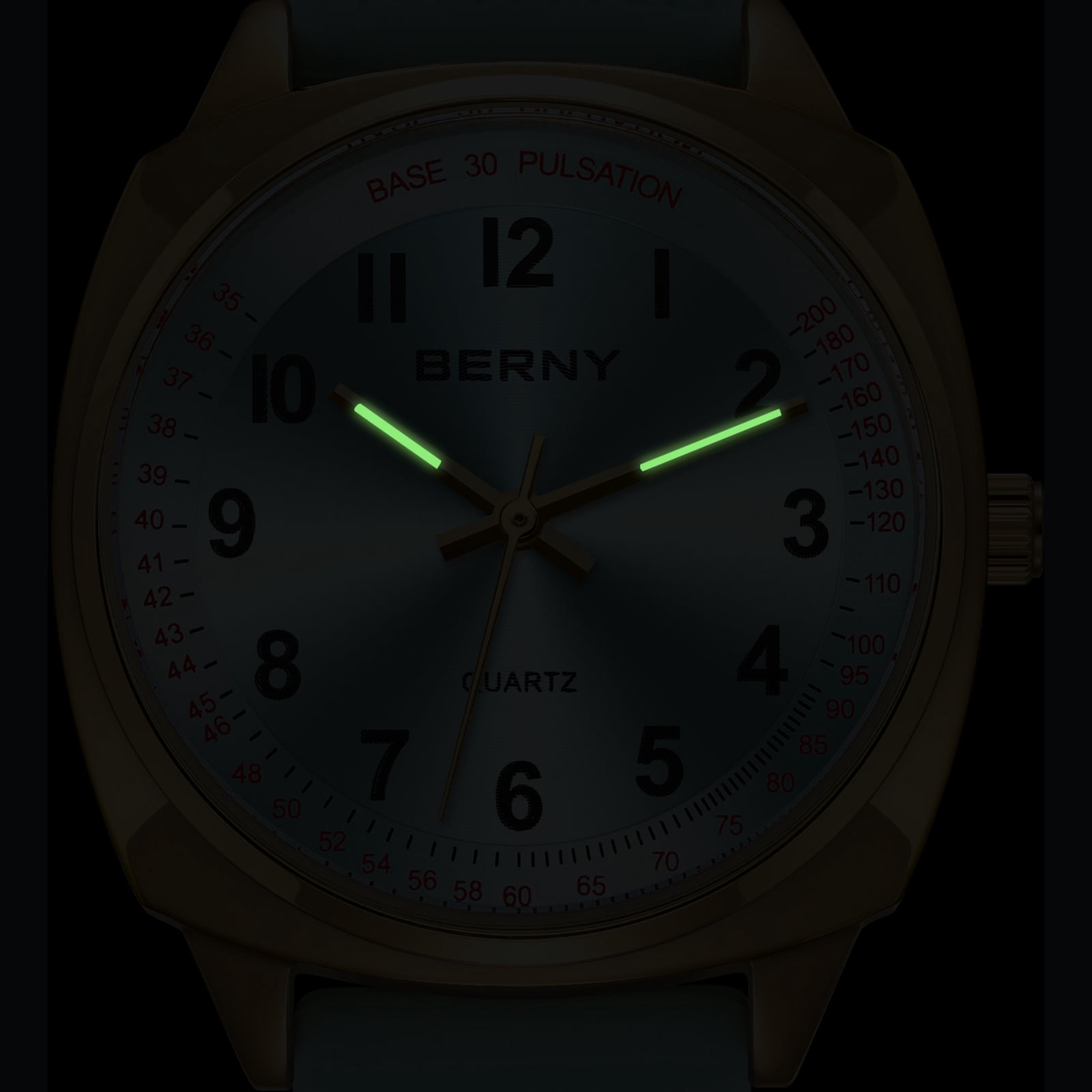 BERNY Nurse Watch for Women, Fashion Ladies Analog Quartz Watch with Silicone Strap, Pulse Meter Function, 3ATM Waterproof Womens Wristwatch, Easy Read Numerals Nursing Watch Gift, Blue
