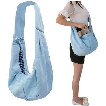 Leyeet Dog Carrier Sling - Puppy Sling Carrier with Adjustable Shoulder Strap, Reversible Puppy Carrier Purse with Storage Pocket, Hand-Free Dog Sling Carrier for Carry Small Dogs, and Cats, Blue