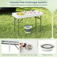 thumbnail image 5 of 4 Foot Folding Ice Cooler Table, Portable Ice Tables for Parties with Drain, Detachable Matching Skirt & Foldable Bucket, Fill and Chill Table for Party, Picnic, Camping, Wedding, White, 5 of 9