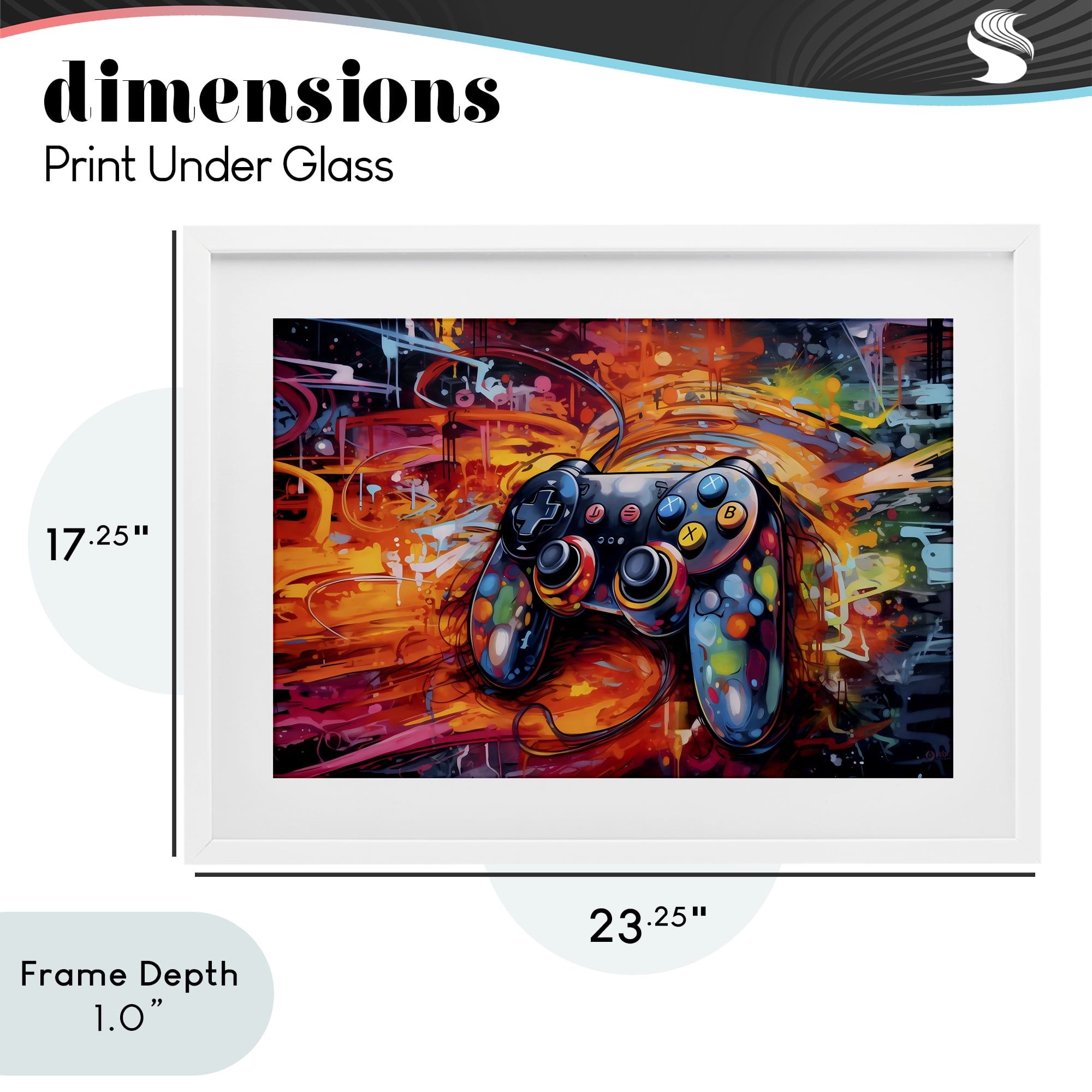 Stupell Industries Gaming Swirl Controller Energy White Framed Print Under Glass, design by Creative Studio
