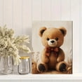 thumbnail image 2 of Qisvanset 12x16 Inch 2D Flat Framed Canvas Art, Earth Tone Teddy Bear Bow Coquette Neutral Boy Nursery Wall Art Decor, 2 of 5