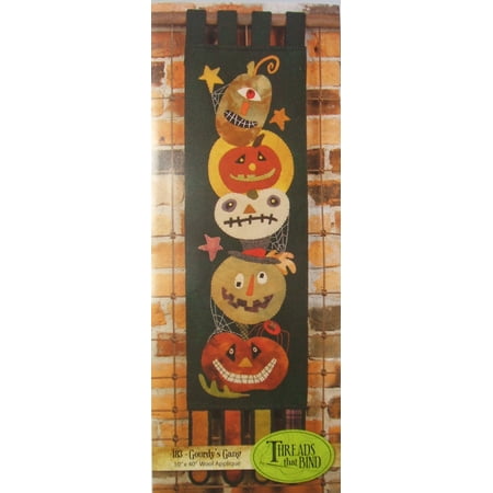 Gourdy's Gang 183 Wool Applique Pattern Halloween Pumpkin Jack O Lantern Threads that Bind