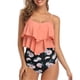 thumbnail image 1 of Traje de baño tankini con volantes tipo XL, tirantes finos, sujetador acolchado, ajustable para surfear y divertirse en la playa, 1 of 8