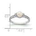 thumbnail image 2 of 925 Sterling Silver Polished Rhodium Plated Diamond and Freshwater Cultured Pearl Ring Size 6 2mm Wide Ring for Women, 2 of 2