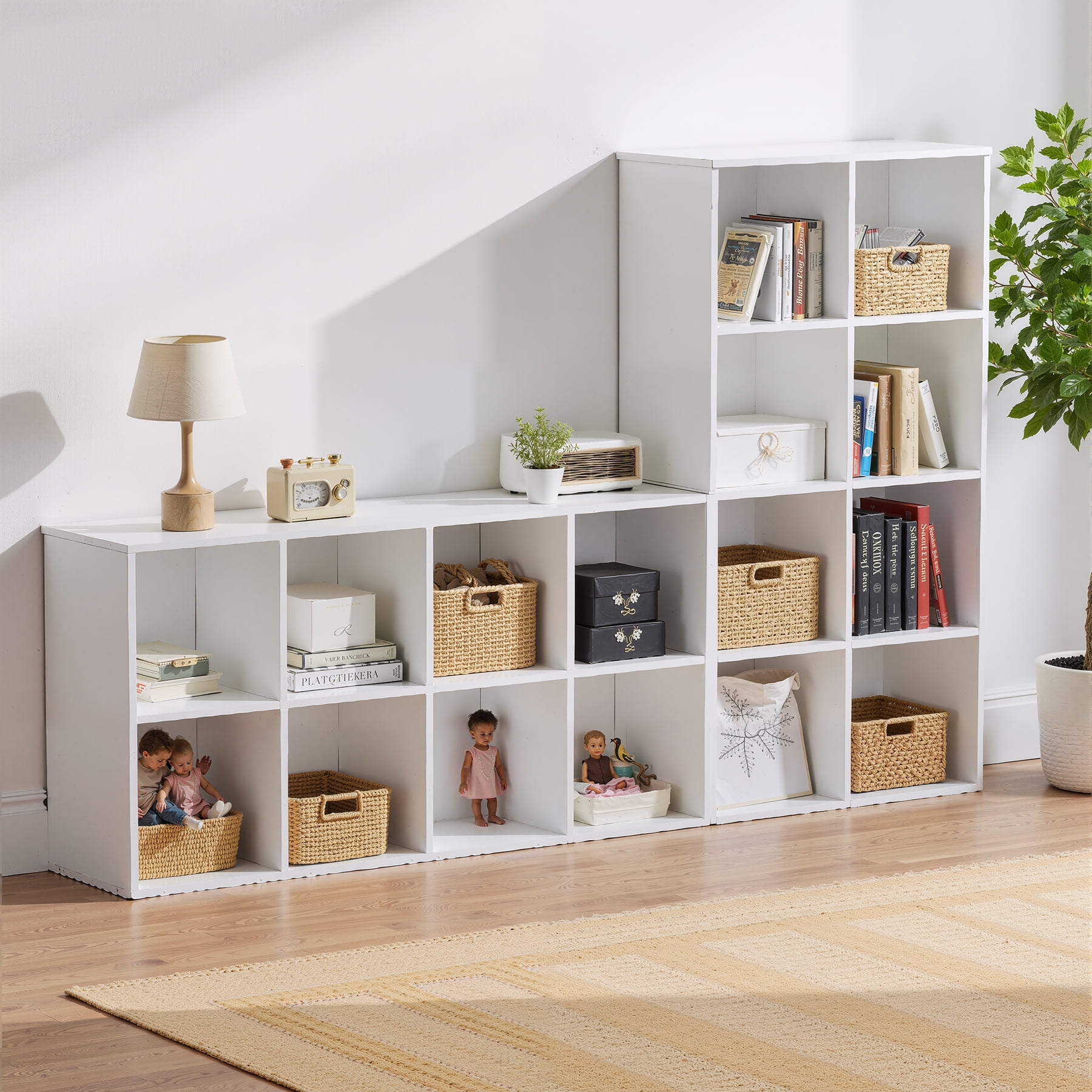 Cube Bookshelf White, 8 Cube Storage Organizer Bookcase, Display Bookcase, TV Stand, for Living Room, Home Office, Bedroom