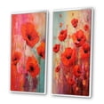 thumbnail image 3 of Designart "Illustration Spring's Red Poppy Blossoms IV" Coquelicots Encadrés Ensemble d'Art Mural de 2 - Ensemble de Toiles Encadrées Roses Traditionnelles pour Décoration de Salon, 3 of 6