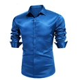 thumbnail image 2 of Men's Luxury Shiny Silk Like Satin Button Up Dress Shirts, 2 of 5