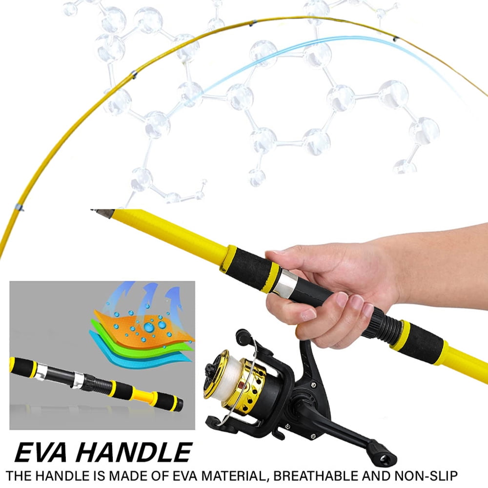 Jercoda Fishing Pole and Reel Cambo Set, Portable Telescopic Fishing Rod Kit for Beginners Youth