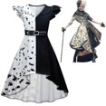 thumbnail image 1 of Vestido de disfraz de Cruella De Vil para niños de Halloween para Girls.yt, 1 of 5