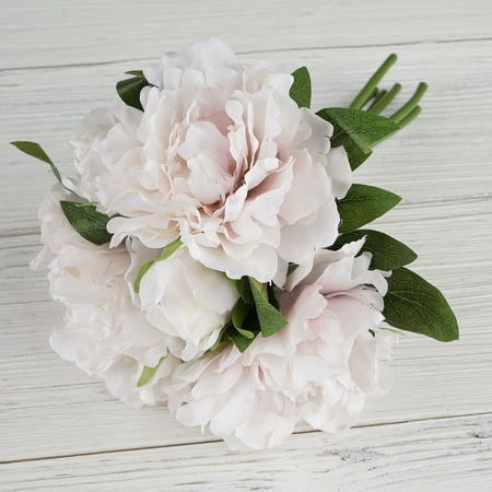 BalsaCircle 11-Inch tall Blush and Cream Silk Artificial Peony Flowers Bouquets - 2 Bushes - Party Wedding Arrangements