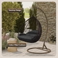 thumbnail image 4 of LeisureMod Hanging Swing Chair Two-Person Seater Egg Chair Brown Frame in Teardrop Design with Armrest Removable Zippered Washable Polyester Cushion Cover for Indoor and Patio Recluse Collection, 4 of 11