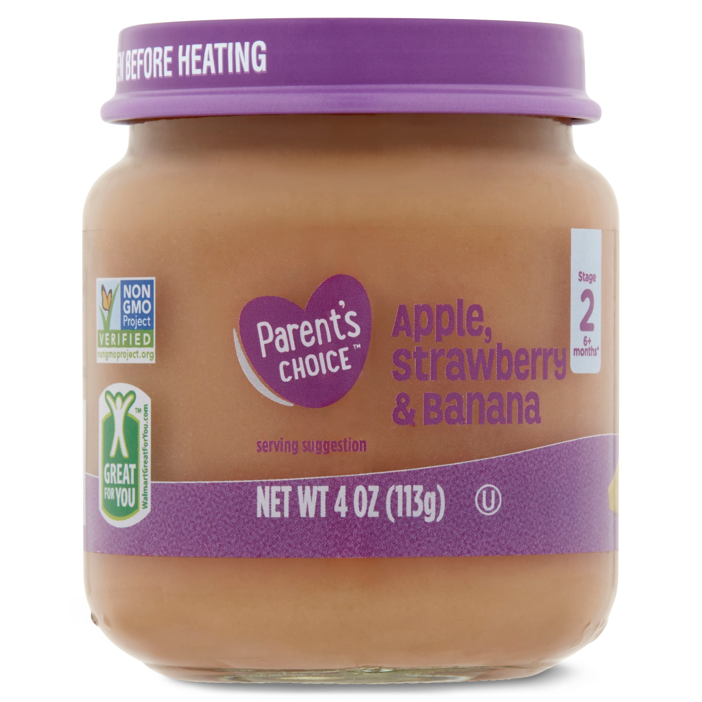 Parent's Choice Baby Food, Stage 2, Apple, Strawberry & Banana, 4 oz