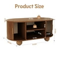 thumbnail image 5 of Wirrytor Coffee Table with Sliding Door, Mid Century Modern Wood Oval Center Table, 2-Tier Tea Cocktail Table with Sliding Door for Living Room, Rustic Brown, 5 of 9