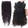 thumbnail image 6 of Benehair Clip In Human Hair Extensions Afro Kinky Curly Thick Full Head Double Weft Black African 100% Brazilian Virgin Remy Wavy Hair 8 Pieces, 6 of 12