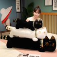 thumbnail image 2 of Almohada larga de felpa para gato, cojín suave para dormir, almohada para siesta, muñecas de animales de peluche Kawaii, juguete para gato egipcio negro, regalo para niños, 2 of 4