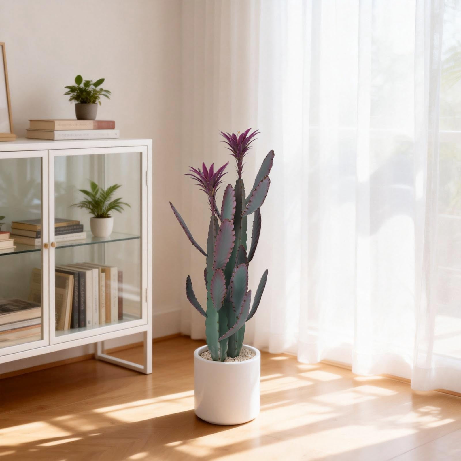 Accreate Artificial Cactus Plant, Faux Desert Cacti Potted Plant with Planter, Realistic Texture Tall Fake Plant for Home Office Living Room Bedroom Foyer Porch Decor