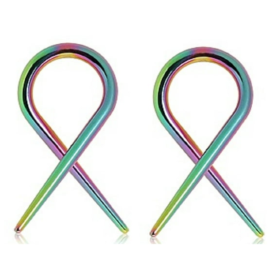 Body Accentz Earrings Rings 316l Surgical Steel Swirl Twist Tapers - Sold As a Pair 12g Rainbow