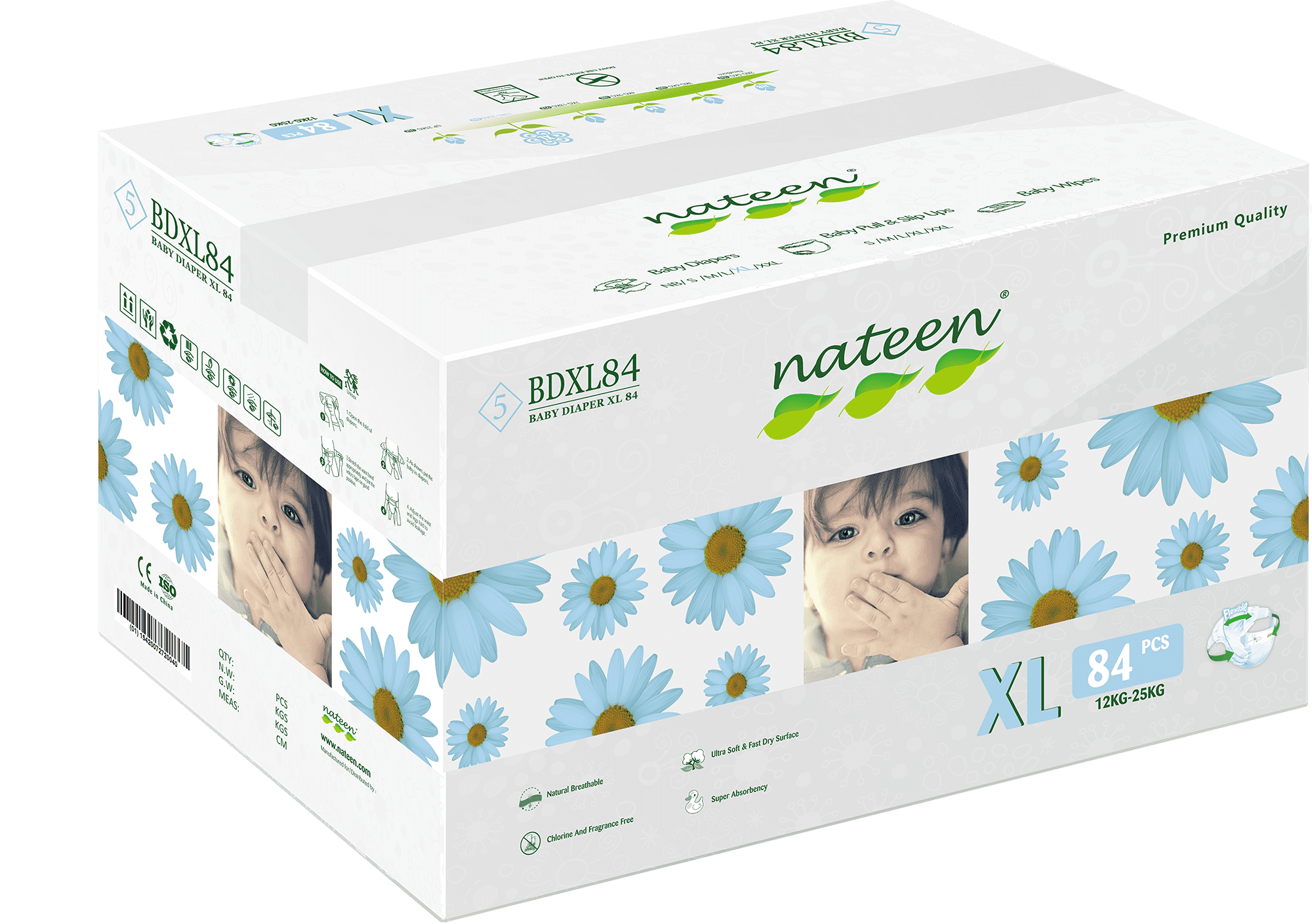 Nateen Premium Ecofriendly Baby Diapers XL (12 25 kg, 25 55 lbs