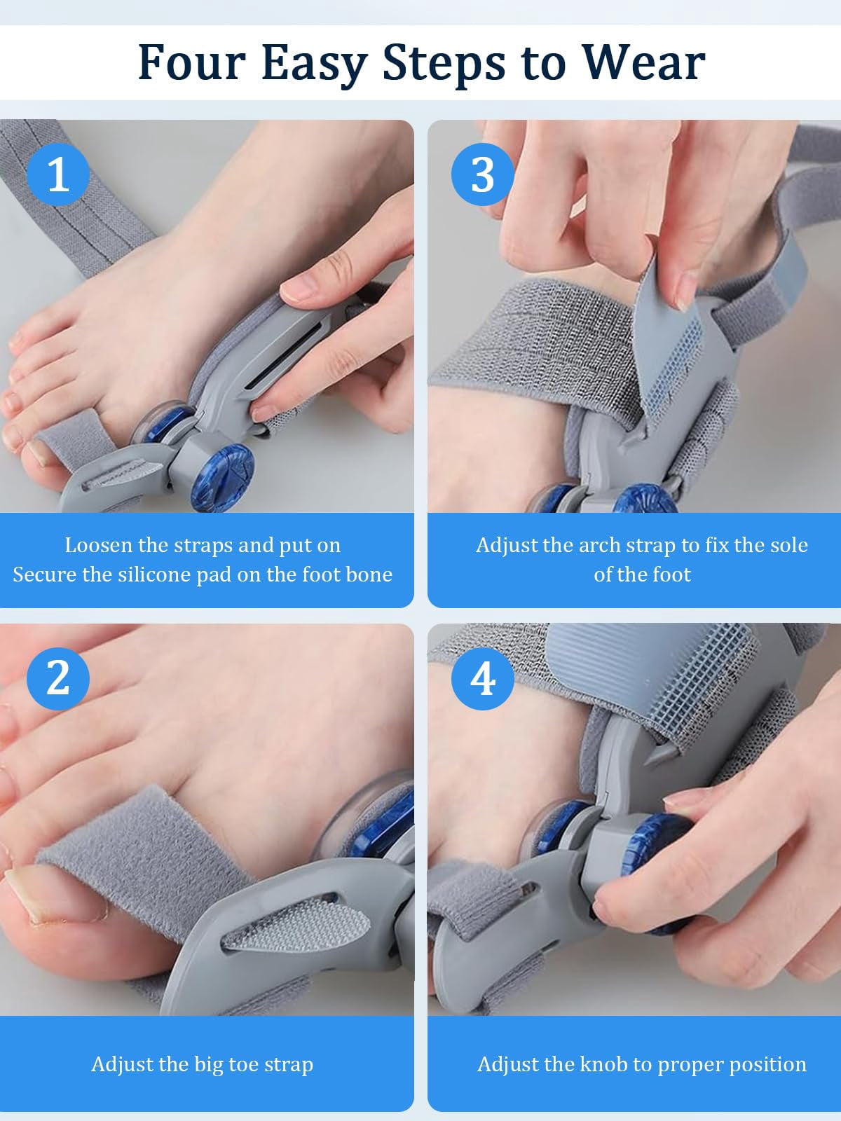 Pro V2 Adjustable Bunion Corrector Toe Straightener - Big Toe Pain Relief Support Splint for Men Women, One Size Fits All, Breathable Comfort