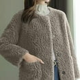 thumbnail image 4 of Olyvenn Faux Fur Coat for Women 2025 Winter Warm Open Front Jacket Cardigan Fashion Button Overcoat Casual Outerwear Coffee L, 4 of 5