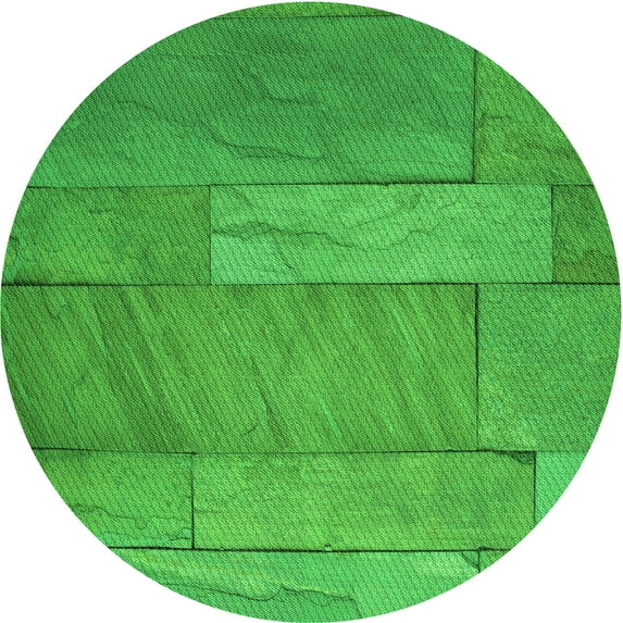 Ahgly Company Machine Washable Indoor Round Transitional Lime Green Area Rugs, 8' Round