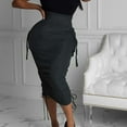 thumbnail image 2 of ZVNAΖH Skirts for Women Summer Skirts Solid Color High Waist Elastic Waist Pocket Pleated Tie Skirt, 2 of 7