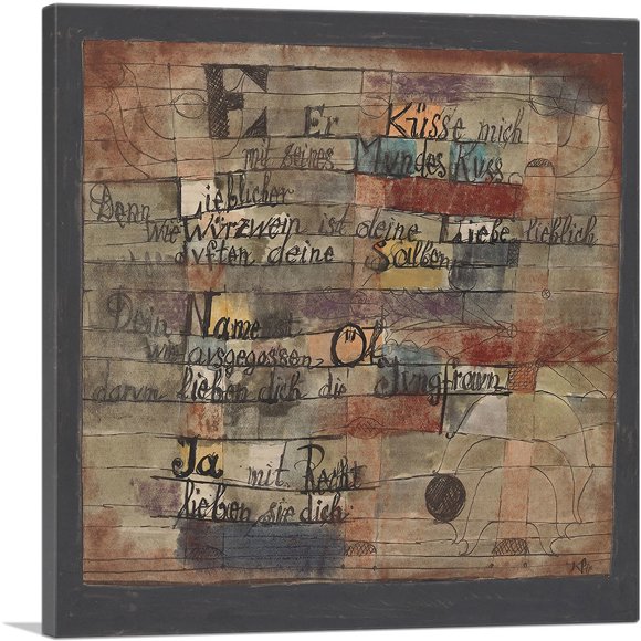 ARTCANVAS de la Chanson des Chansons - Version II 1921 Impression sur Toile par Paul Klee - Taille : 18 Pouces x 18 Pouces (0.75 Pouces de Profondeur)